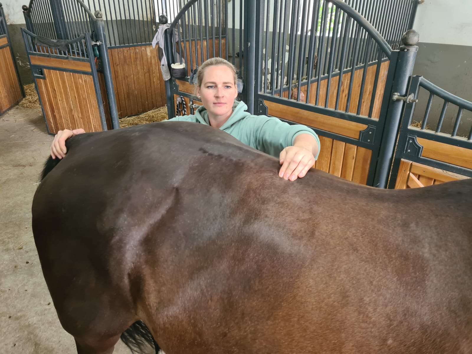 Tamara Rusitzka führt Pferdetherapie in Salzgitter durch – Expertin für funktionelle Rehabilitation, Chiropraktik und Physiotherapie für Pferde.